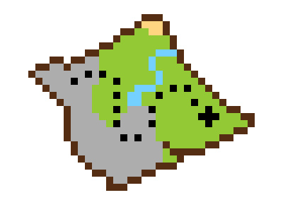 Colorful pixel-art map